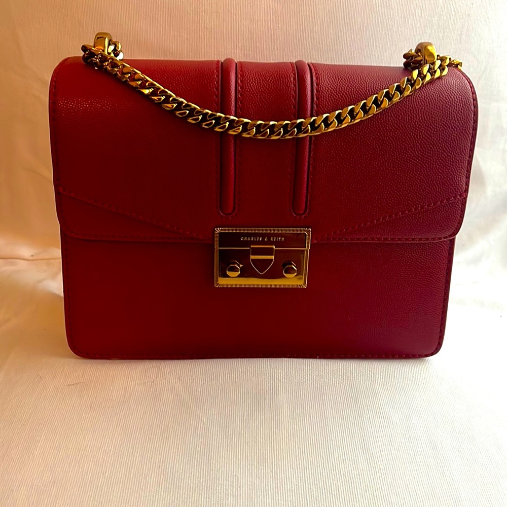 Charles and Keith Metallic Push-lock Shoulder Bag